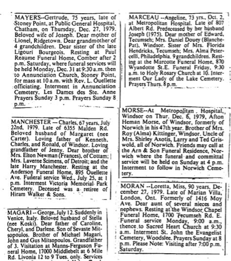 Windsor Star OBITUARIES 1999 - Ontario Ancestors