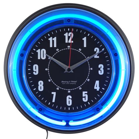 Sterling and Noble 11" Vibrant Blue Neon Analog Wall Clock – Walmart ...