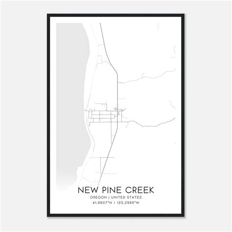 New Pine Creek Oregon Map Poster, Modern Home Decor Wall Art Print ...