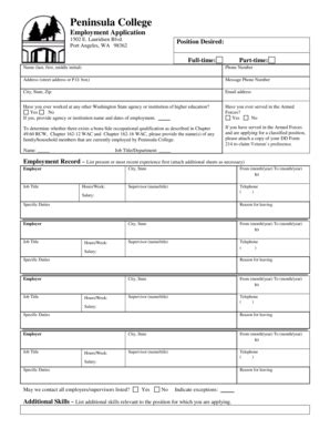 Fillable Online pencol Employment Application Form - Peninsula College ...