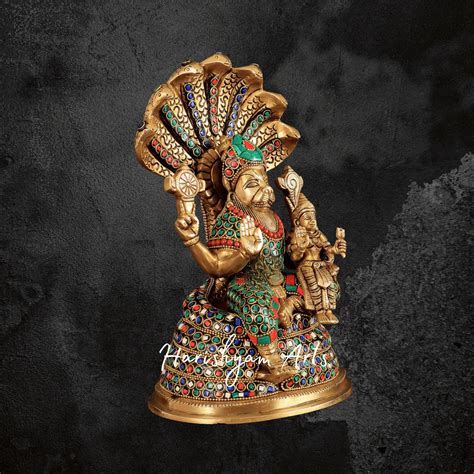 10" Handcrafted Brass Narasimha Idol for Home Temple and Spiritual Gif