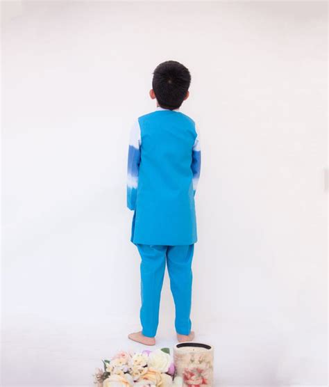 Find Blue White Shaded Achkan with Pant for Boys Online – FayonKids
