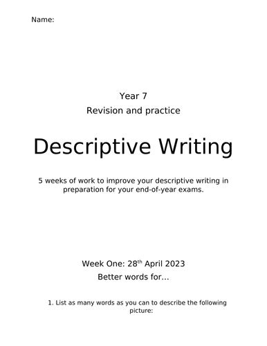 Image result for Descriptive Writing On Homework