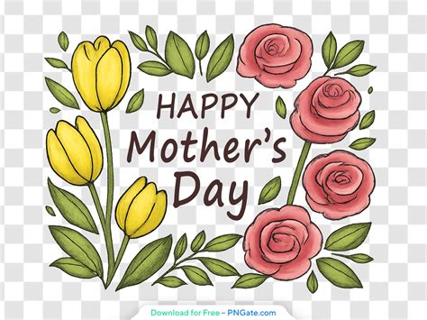 Hand-Drawn Floral Mother’s Day Card Illustration Free PNG - PNGate
