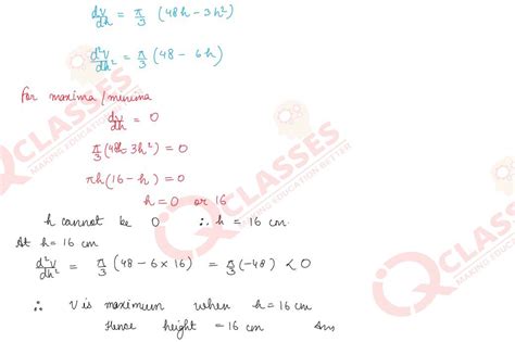 Q36 Show that the height of the cone of maximum volume that can be ...