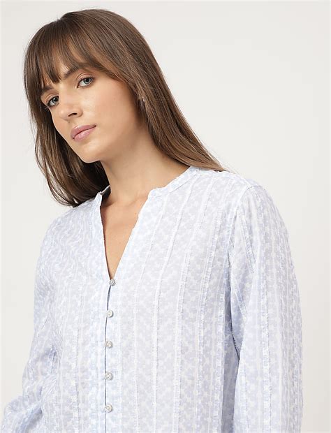 Buy Pure Cotton Printed Mandarin Collar Shirt at Marks & Spencer