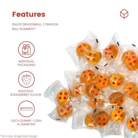 Buy Dragonball Z DBZ Dragon Ball Gummies Four Ball Design Strawberry ...