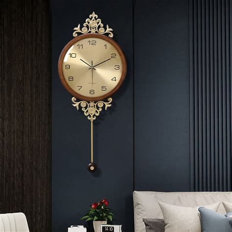 新中式挂钟客厅家用纯铜时钟餐厅静音简约个性钟创意时尚网红钟表-阿里巴巴
