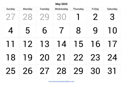 Large Print 2025 Calendar