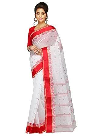 Buy Madhushree Textile Cotton Saree (Mt097_White_Free Size) at Amazon.in