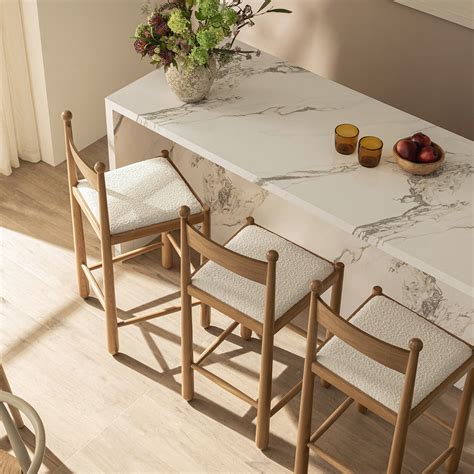 Tama Counter Stool, Ecru Boucle | Natural Oak Frame | daals