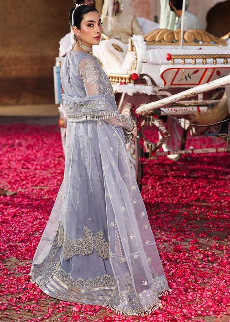 Embroidered Periwinkle Organza Pakistani Suit | Luxury Formal Wedding ...