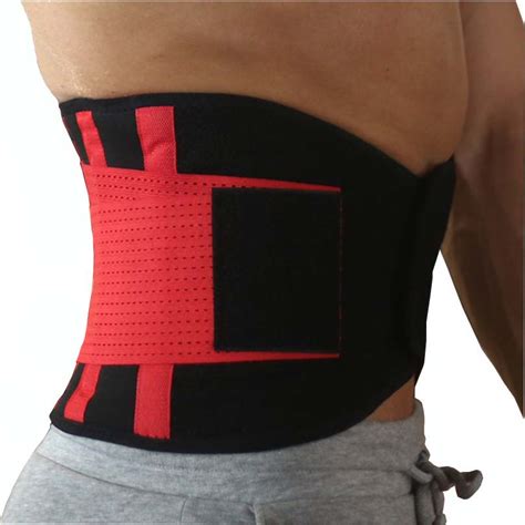 1PCS Red Neoprene Lumbar Waist Support Gym Fitness Belt Waist Trimmer ...