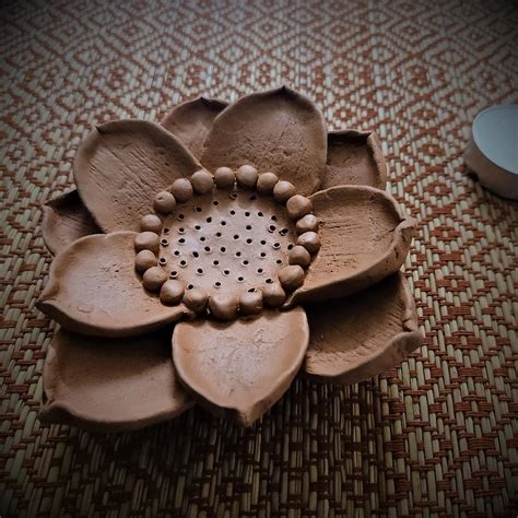 3-D Lotus Diya/Tealight Holder – Terracotta by Sachii
