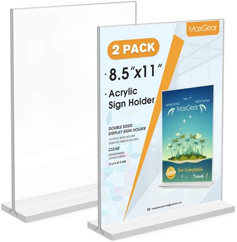 Buy MaxGear Acrylic Sign Holder 8.5x11 Inches 2 Pack, Double Sided ...