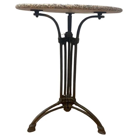 Antique Parisian Stone Top Cast Iron Bistro Table For Sale at 1stDibs