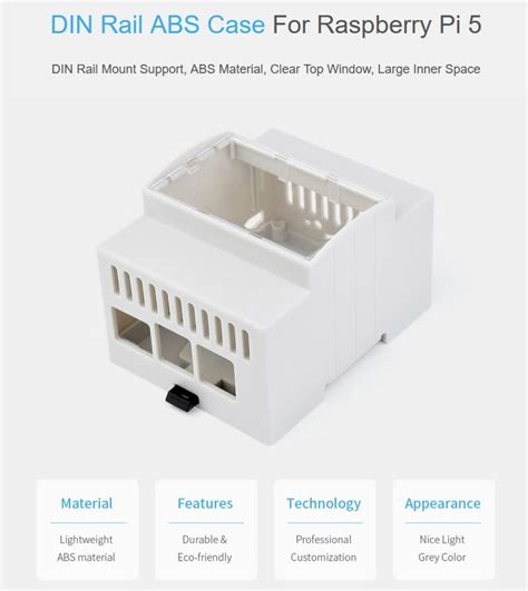 Buy Wonrabai DIN Rail ABS Case for Raspberry Pi 5, Supports DIN Rail ...