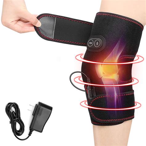 Heated Knee Brace Wrap, 3 Adjustable Heat and Vibration Knee Massager ...