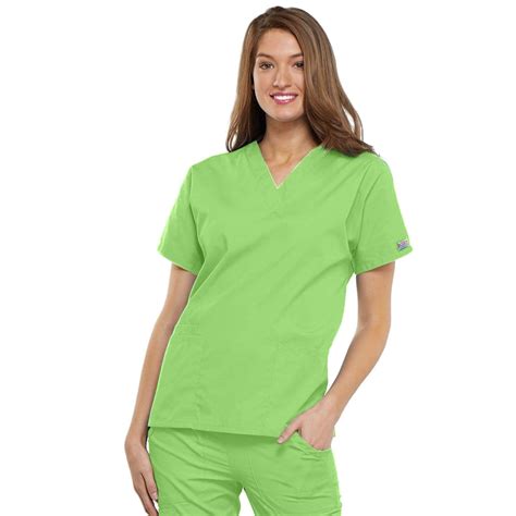Cherokee Workwear 4700 Scrubs Top Women's V-Neck Lime Green — Medshop ...