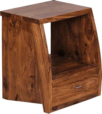 WOODLAB Furniture Sheesham Wood Bedside with 2 Drawer Storage End Table ...