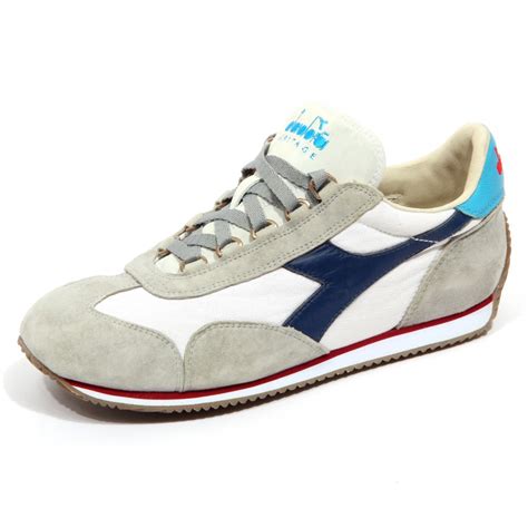 F9506 sneaker uomo grey/blue DIADORA HERITAGE EQUIPE STONE WASH shoe man