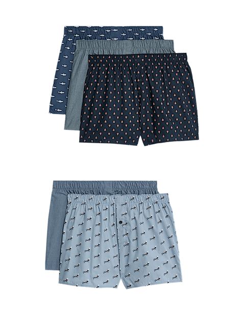 Buy 5pk Pure Cotton Woven Boxers at Marks & Spencer