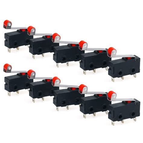 Buy Hailege 10pcs KW12-3 Roller Lever Arm Micro Limit Switch Normally ...