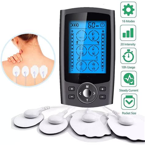 24 Modes Dual Channel TENS EMS Unit Muscle Stimulator For Pain Relief Therapy, Rechargeable TENS ...
