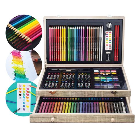 Art 101 Doodle and Color 142 Pc Art Set in a Wood Carrying Case ...