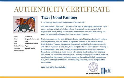 Buy Tiger - Gond Painting - A4 Size Online Indic Inspirations