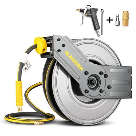 Buy Air Hose Reel 50 ft Retractable, 3/8 in Hybrid Hose Heavy Duty ...
