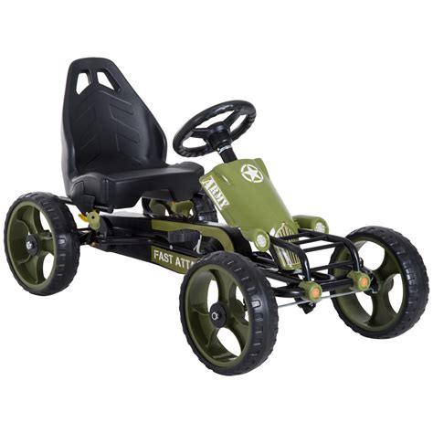 Buy Aosom Go Kart for Kids, Pedal, Go Kart with Adjustable Seat, EVA ...