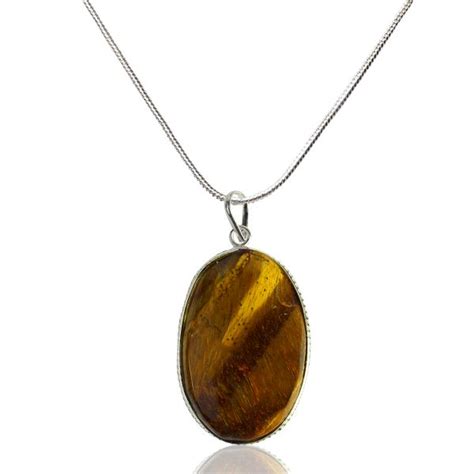 Natural Tiger Eye Oval Shape Pendant - Locket with Metal Chain – Reiki ...