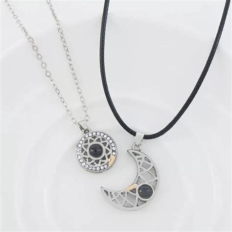 Celestial Harmony Magnetic Couple Necklace with Sun and Moon Design ...