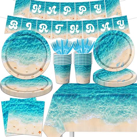 Amazon.com: Beach Party Supplies, 142Pcs Ocean Waves Birthday Party ...