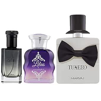 Ajmal Carbon & Maryaj Lilas & Maryaj Tuxedo Eau de Parfum - 100 ml ...