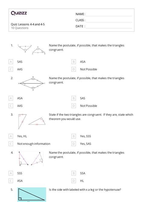 50+ congruent triangles sss sas and asa worksheets for 12th Class on ...