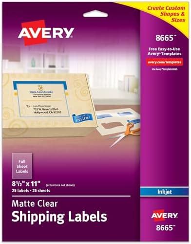 Avery Clear Full-Sheet Labels, Inkjet Printers, 8.5 x 11 Inches, Pack ...