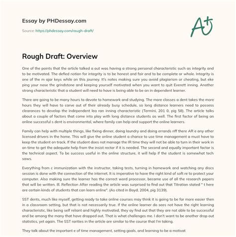 Rough Draft: Overview - PHDessay.com
