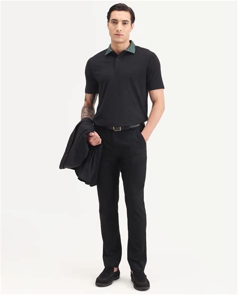 Rare Rabbit Men's Spat Black Cotton Blend Fabric Half Sleeve Spread Co