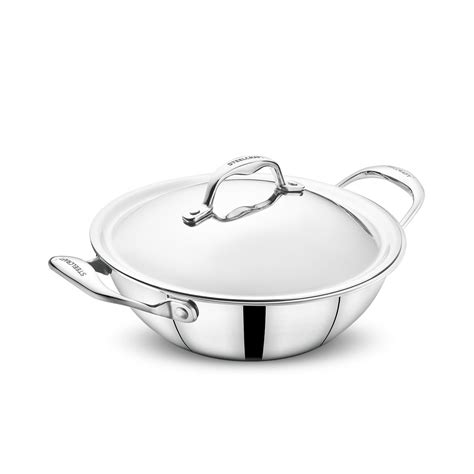 Buy Steelcraft Platinum Triply Stainless Steel Extra Deep Kadhai with ...