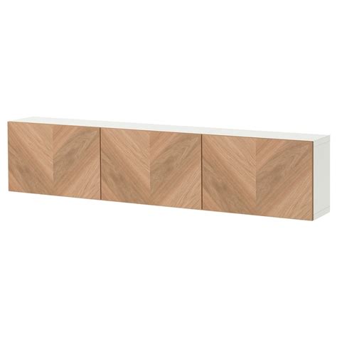 BESTÅ wall-mounted cabinet combination, white/Hedeviken oak veneer ...