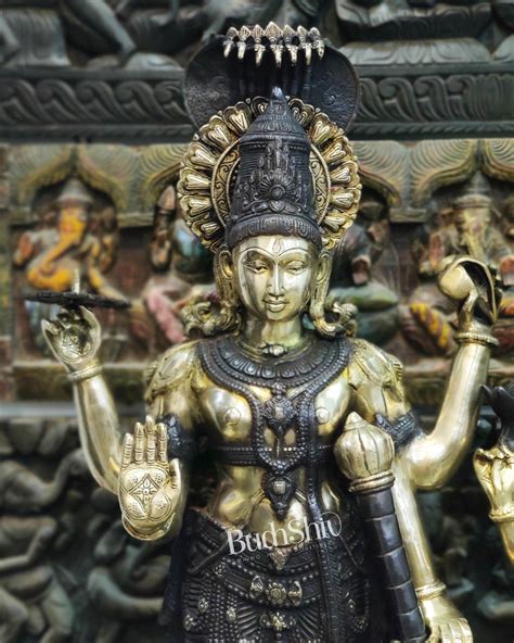 Buy Life-like Brass Idols of Lord Vishnu and Goddess Lakshmi ...
