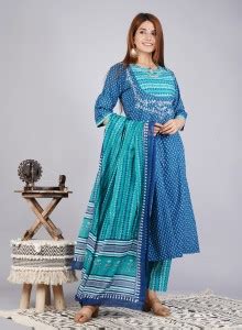 hustle bustle Printed Anarkali Kurta, Bottom & Dupatta Set - Buy hustle ...