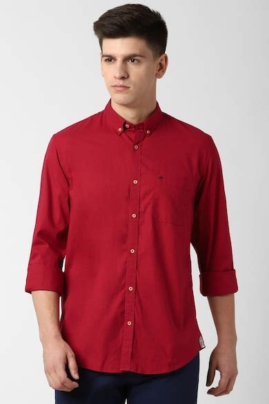 Buy Men Red Slim Fit Solid Full Sleeves Casual Shirt Online - 450647 ...
