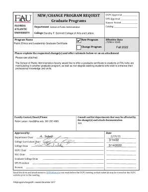 Fillable Online osd.gtm.fau.edugraduatefaculty-and-staffNEW/CHANGE ...