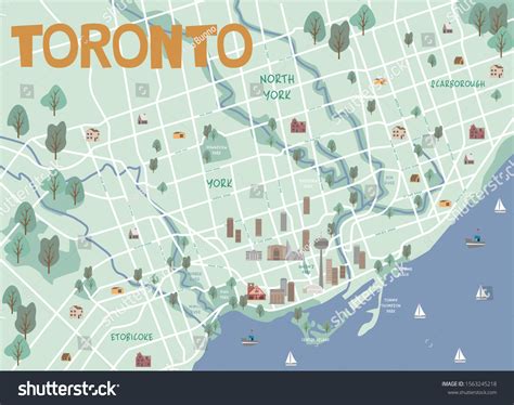 Guide Toronto Illustrated City Map Main Stock Vector (Royalty Free) 1563245218 | Shutterstock