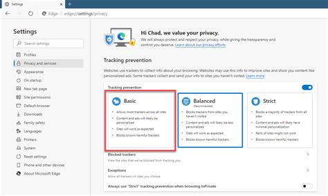 Image result for Windows Edge Privacy Settings