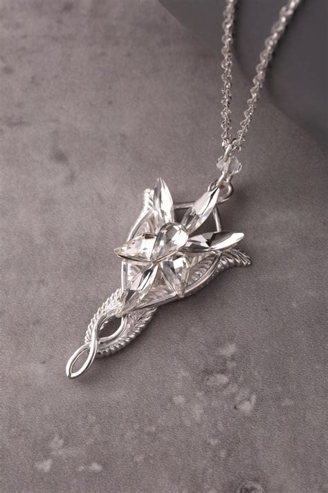 925 STERLING SILVER Evenstar Arwen Necklace – Engraved Crystal Cubic ...