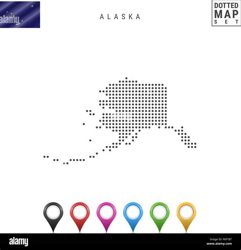 Dots Pattern Vector Map of Alaska. Stylized Silhouette of Alaska. Flag of Alaska. Set of ...